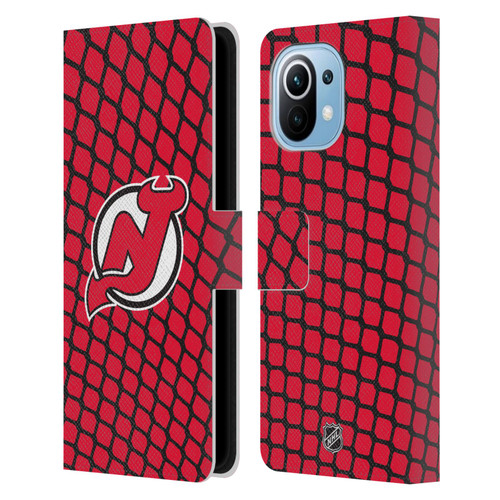 NHL New Jersey Devils Net Pattern Leather Book Wallet Case Cover For Xiaomi Mi 11
