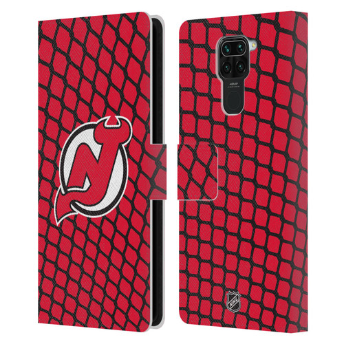 NHL New Jersey Devils Net Pattern Leather Book Wallet Case Cover For Xiaomi Redmi Note 9 / Redmi 10X 4G