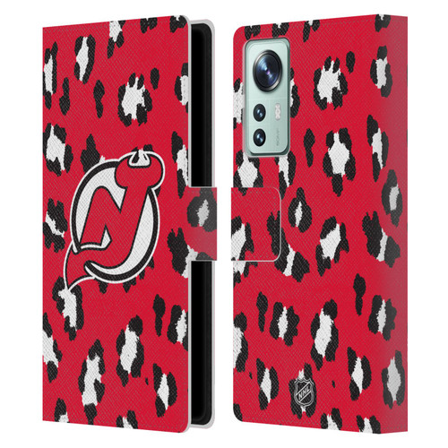 NHL New Jersey Devils Leopard Patten Leather Book Wallet Case Cover For Xiaomi 12