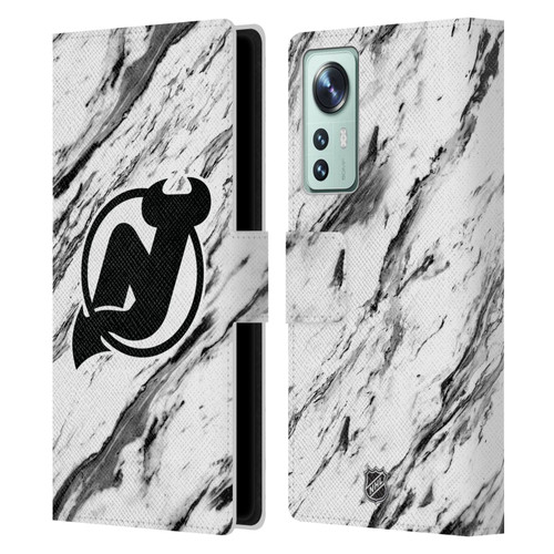 NHL New Jersey Devils Marble Leather Book Wallet Case Cover For Xiaomi 12