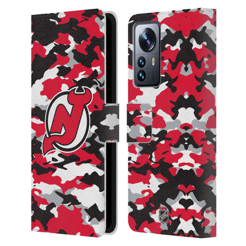 NHL New Jersey Devils Camouflage Leather Book Wallet Case Cover For Xiaomi 12 Pro