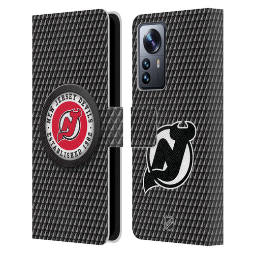 NHL New Jersey Devils Puck Texture Leather Book Wallet Case Cover For Xiaomi 12 Pro
