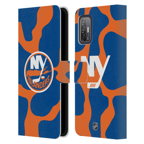 NHL New York Islanders Cow Pattern Leather Book Wallet Case Cover For HTC Desire 21 Pro 5G