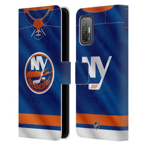 NHL New York Islanders Jersey Leather Book Wallet Case Cover For HTC Desire 21 Pro 5G