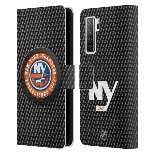 NHL New York Islanders Puck Texture Leather Book Wallet Case Cover For Huawei Nova 7 SE/P40 Lite 5G