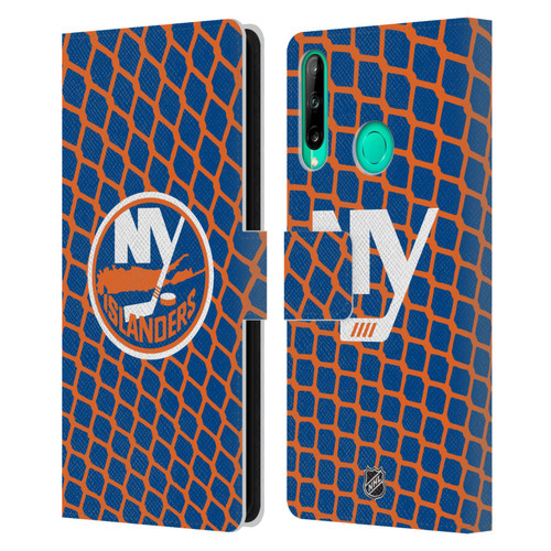 NHL New York Islanders Net Pattern Leather Book Wallet Case Cover For Huawei P40 lite E