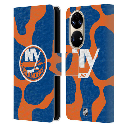 NHL New York Islanders Cow Pattern Leather Book Wallet Case Cover For Huawei P50