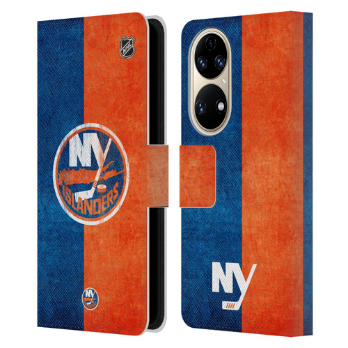 NHL New York Islanders Half Distressed Leather Book Wallet Case Cover For Huawei P50