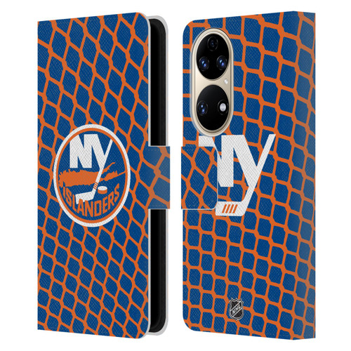 NHL New York Islanders Net Pattern Leather Book Wallet Case Cover For Huawei P50