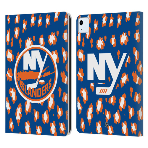 NHL New York Islanders Leopard Patten Leather Book Wallet Case Cover For Apple iPad Air 2020 / 2022