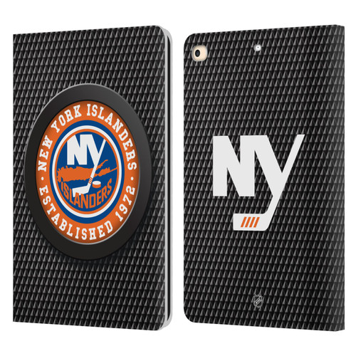 NHL New York Islanders Puck Texture Leather Book Wallet Case Cover For Apple iPad 9.7 2017 / iPad 9.7 2018