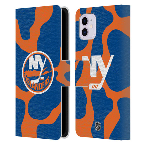 NHL New York Islanders Cow Pattern Leather Book Wallet Case Cover For Apple iPhone 11