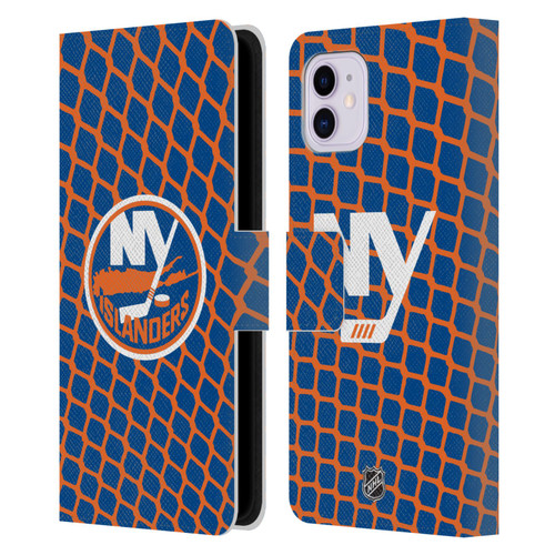 NHL New York Islanders Net Pattern Leather Book Wallet Case Cover For Apple iPhone 11