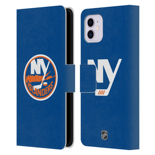 NHL New York Islanders Plain Leather Book Wallet Case Cover For Apple iPhone 11