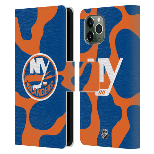 NHL New York Islanders Cow Pattern Leather Book Wallet Case Cover For Apple iPhone 11 Pro