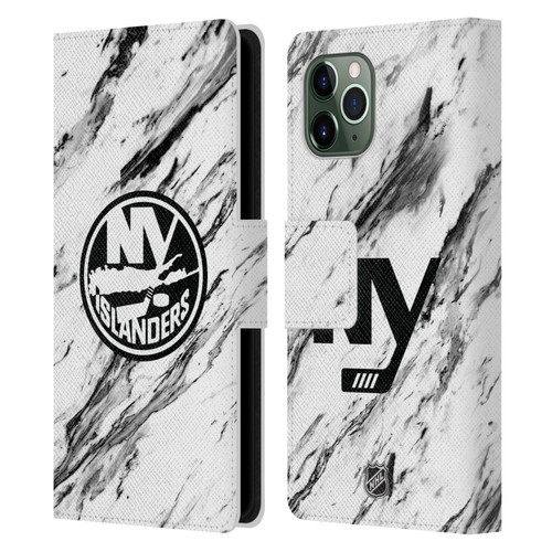 NHL New York Islanders Marble Leather Book Wallet Case Cover For Apple iPhone 11 Pro