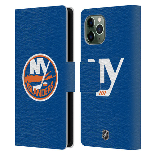 NHL New York Islanders Plain Leather Book Wallet Case Cover For Apple iPhone 11 Pro