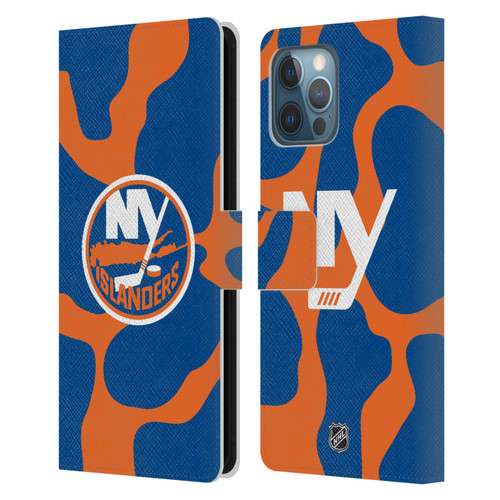 NHL New York Islanders Cow Pattern Leather Book Wallet Case Cover For Apple iPhone 12 Pro Max