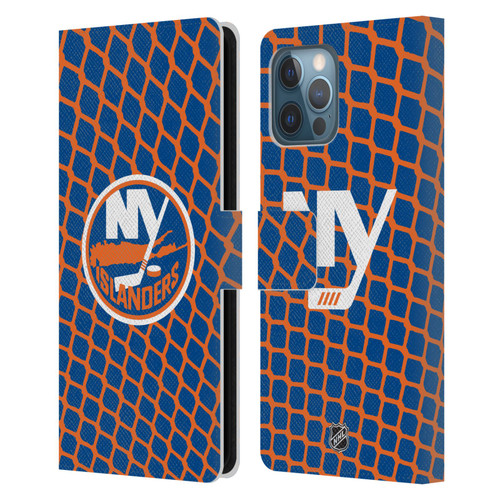 NHL New York Islanders Net Pattern Leather Book Wallet Case Cover For Apple iPhone 12 Pro Max