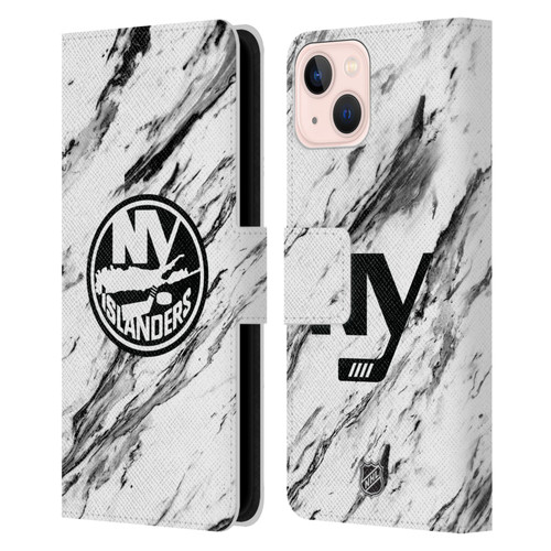 NHL New York Islanders Marble Leather Book Wallet Case Cover For Apple iPhone 13