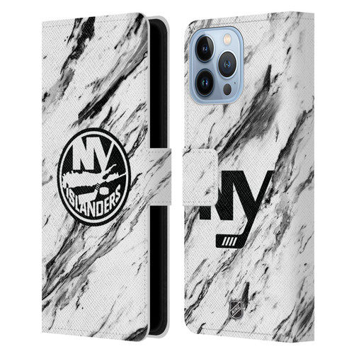 NHL New York Islanders Marble Leather Book Wallet Case Cover For Apple iPhone 13 Pro Max