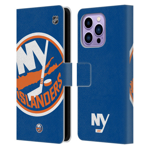 NHL New York Islanders Oversized Leather Book Wallet Case Cover For Apple iPhone 14 Pro Max
