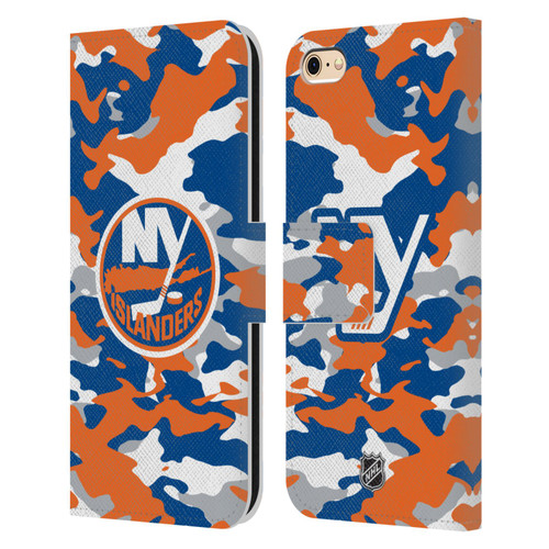 NHL New York Islanders Camouflage Leather Book Wallet Case Cover For Apple iPhone 6 / iPhone 6s