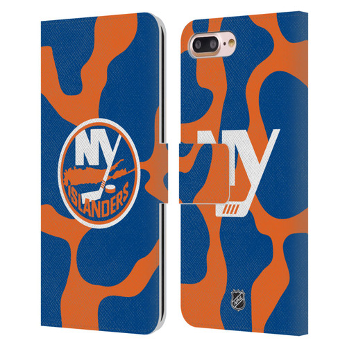 NHL New York Islanders Cow Pattern Leather Book Wallet Case Cover For Apple iPhone 7 Plus / iPhone 8 Plus