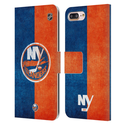 NHL New York Islanders Half Distressed Leather Book Wallet Case Cover For Apple iPhone 7 Plus / iPhone 8 Plus