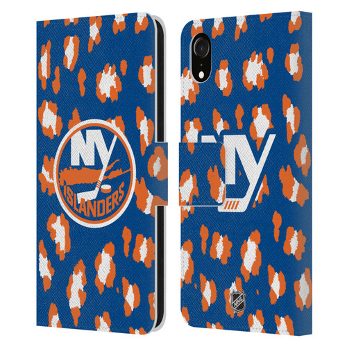 NHL New York Islanders Leopard Patten Leather Book Wallet Case Cover For Apple iPhone XR
