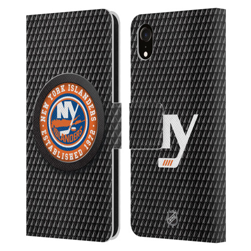 NHL New York Islanders Puck Texture Leather Book Wallet Case Cover For Apple iPhone XR