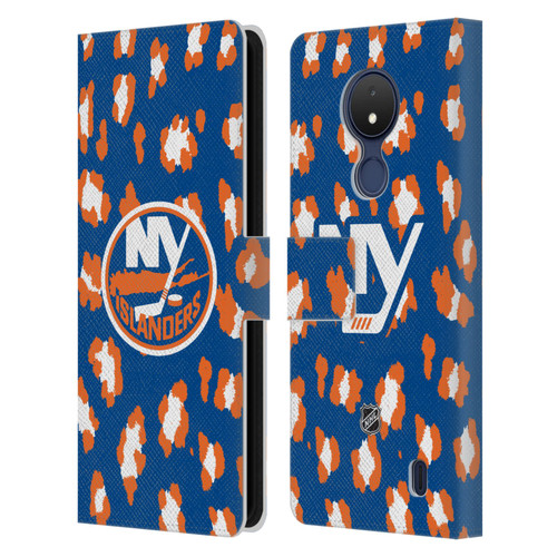 NHL New York Islanders Leopard Patten Leather Book Wallet Case Cover For Nokia C21