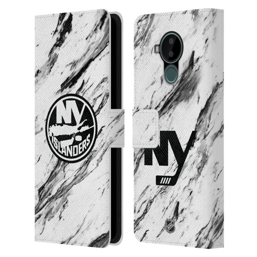 NHL New York Islanders Marble Leather Book Wallet Case Cover For Nokia C30