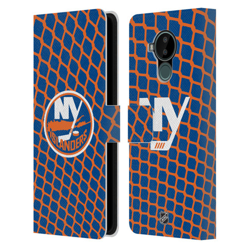 NHL New York Islanders Net Pattern Leather Book Wallet Case Cover For Nokia C30