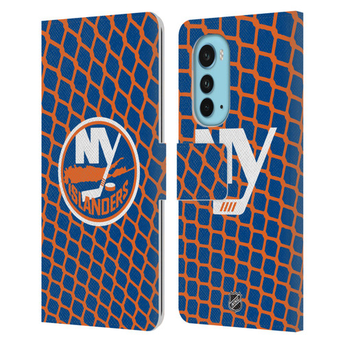 NHL New York Islanders Net Pattern Leather Book Wallet Case Cover For Motorola Edge (2022)