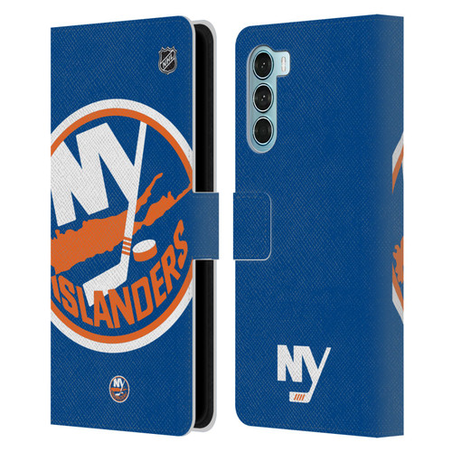 NHL New York Islanders Oversized Leather Book Wallet Case Cover For Motorola Edge S30 / Moto G200 5G