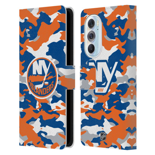 NHL New York Islanders Camouflage Leather Book Wallet Case Cover For Motorola Edge X30