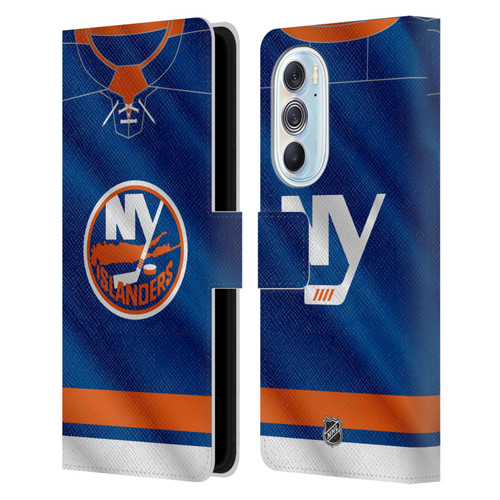 NHL New York Islanders Jersey Leather Book Wallet Case Cover For Motorola Edge X30