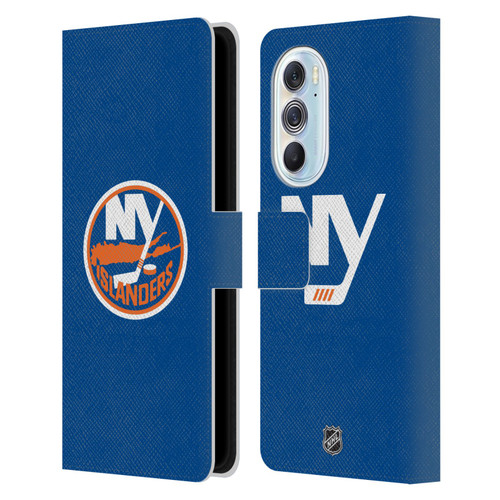 NHL New York Islanders Plain Leather Book Wallet Case Cover For Motorola Edge X30