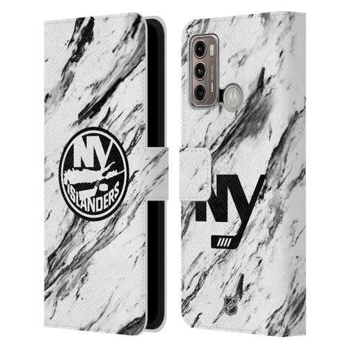 NHL New York Islanders Marble Leather Book Wallet Case Cover For Motorola Moto G60 / Moto G40 Fusion