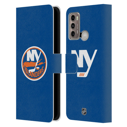 NHL New York Islanders Plain Leather Book Wallet Case Cover For Motorola Moto G60 / Moto G40 Fusion