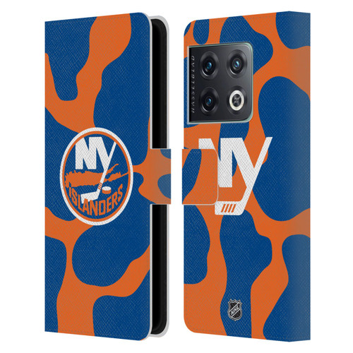 NHL New York Islanders Cow Pattern Leather Book Wallet Case Cover For OnePlus 10 Pro