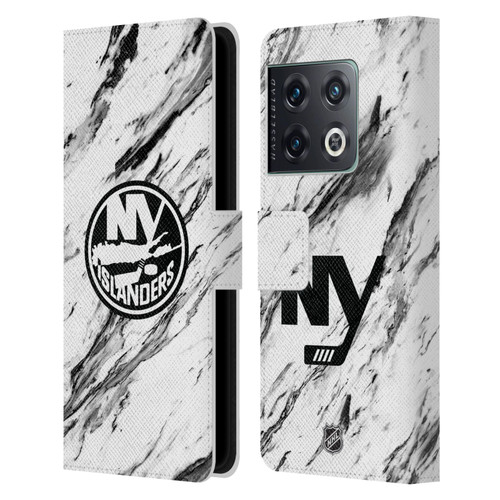 NHL New York Islanders Marble Leather Book Wallet Case Cover For OnePlus 10 Pro