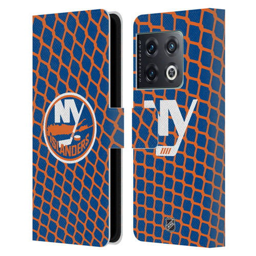 NHL New York Islanders Net Pattern Leather Book Wallet Case Cover For OnePlus 10 Pro