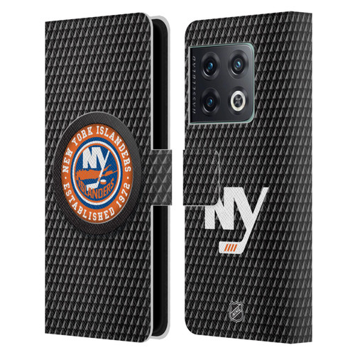 NHL New York Islanders Puck Texture Leather Book Wallet Case Cover For OnePlus 10 Pro