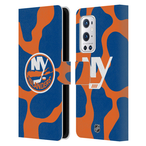 NHL New York Islanders Cow Pattern Leather Book Wallet Case Cover For OnePlus 9 Pro