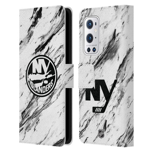NHL New York Islanders Marble Leather Book Wallet Case Cover For OnePlus 9 Pro