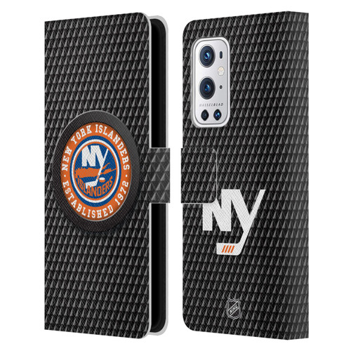 NHL New York Islanders Puck Texture Leather Book Wallet Case Cover For OnePlus 9 Pro