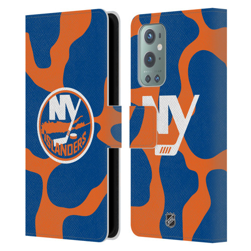 NHL New York Islanders Cow Pattern Leather Book Wallet Case Cover For OnePlus 9