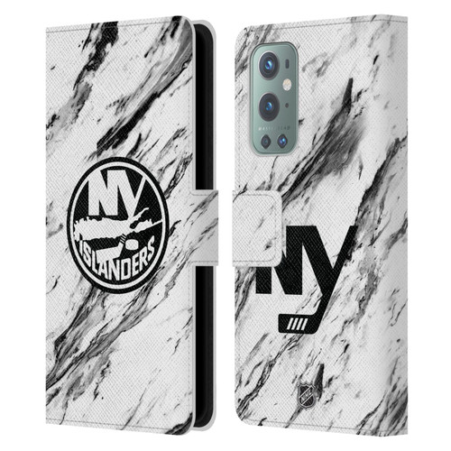 NHL New York Islanders Marble Leather Book Wallet Case Cover For OnePlus 9